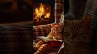 🔥Fireside Whiskers 🐾 Gentle Cat Purring for Sleep, Study #deepsleep #fireplacesounds
