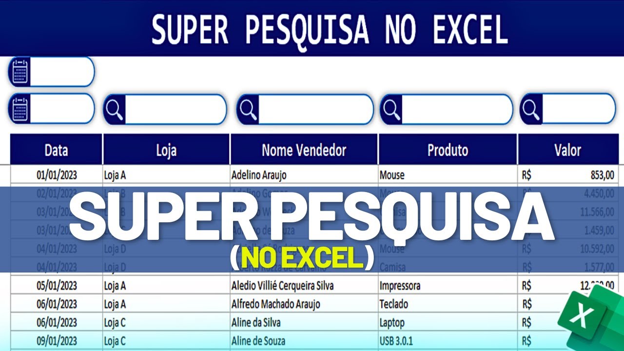 Super PESQUISA no Excel | Pesquisar Textos, Números e Datas com TextBox VBA