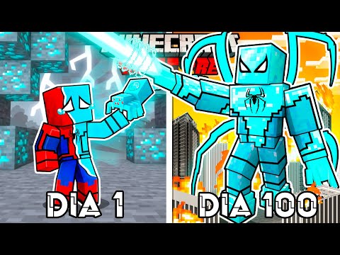 🟥LIVED 100 DAYS as a DIAMOND SPIDERMAN in Minecraft HARDCORE!