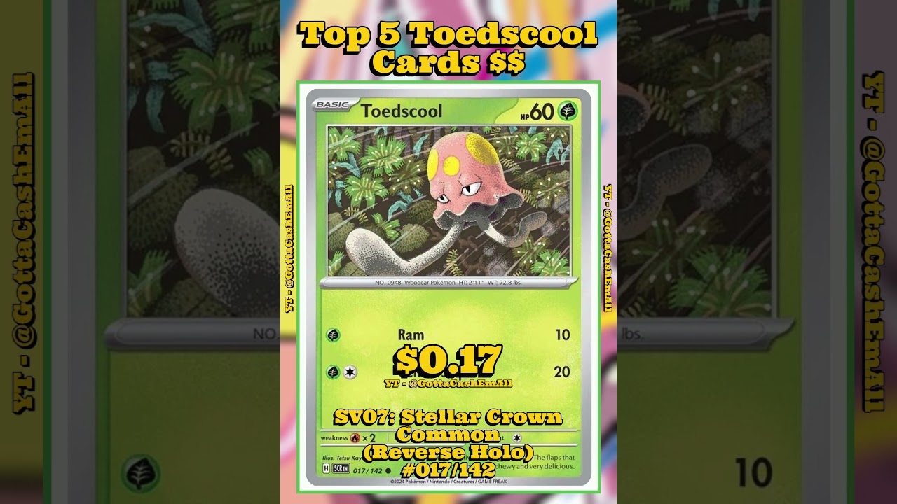 Top 5 Rarest Toedscool Pokémon Cards 🌿👀 #pokemon #pokemoncards #pokemontcg #pokémon #tcg #top5