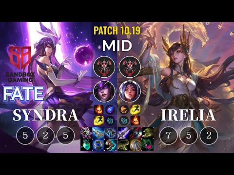 SB FATE Syndra vs Irelia Mid - KR Patch 10.19