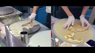 สูตรทำเครปจากญี่ปุ่น【屋台】クレープが出来るまでの工程がまさに職人技レベル！【Food Stall】Making Crepe in Japan