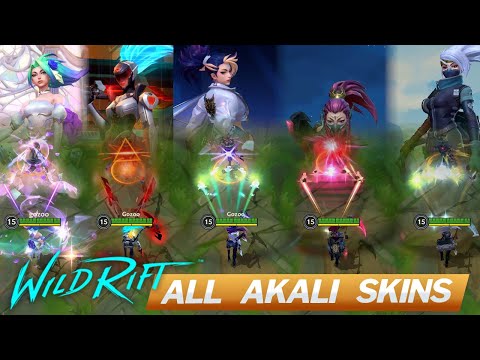 All Akali Skins Wild Rift Comparison ( Crystal Rose, Project, KDA, Headhunter, Silverfang )