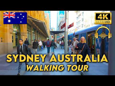 WALKING TOUR SYDNEY AUSTRALIA | Busy Lunch Hour in the City | 4KUHD | Binaural Audio