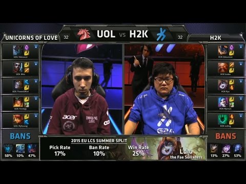 UOL vs H2K Game 1 Highlights - UNICORNS OF LOVE vs H2K GAMING - Week 3 EU LCS SUMMER 2015