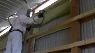 preview picture of video 'Spray foam insulating a riding stable in Southey, SK (Part 2)'