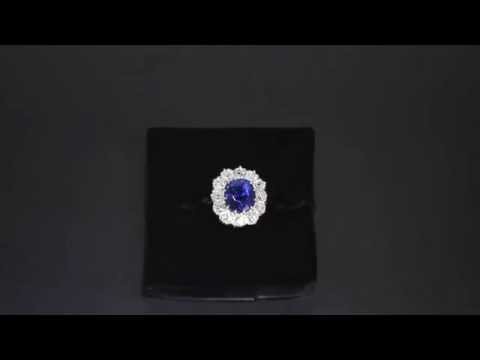 Antique Cushion Cut Sapphire and Diamond Cluster Ring M2185