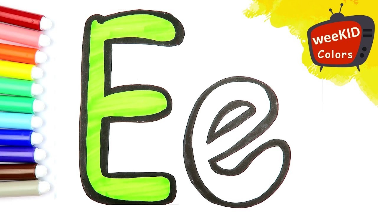 Learn Alphabet with Colors | Letter E | Coloring Book Pages Videos for Kids