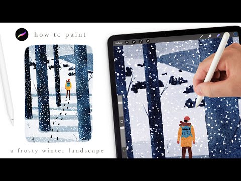 let's paint a cozy winter landscape 🌲 Illustration tutorial. Procreate tips and tricks for beginners