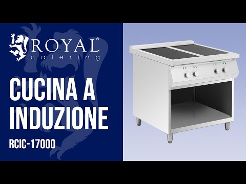 Video - Cucina a induzione - 17.000 W - 4 superfici di cottura - 260 °C - Spazio di stivaggio - Royal Catering