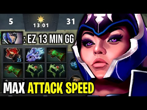 13 MIN PUSH STRAT..!! Max Attack Speed Madness + Moon Shard Luna 13 Min GG 7.26 | Dota 2