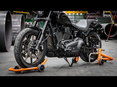 Harley Davidson Softail on Dynamoto Movable Motorcycle Stands