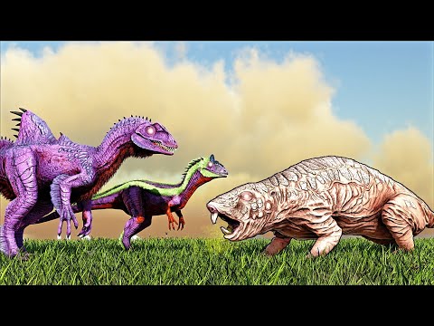 CRYOLOPHOSAURUS & CONCAVENATOR VS GIANT RAT (ARK SURVIVAL EVOLVED BATTLE)