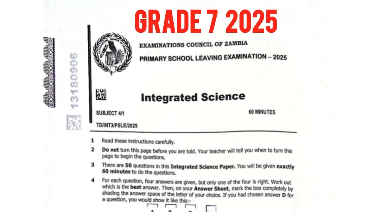 Grade 7 2025 Integrated Science Exam past paper answered