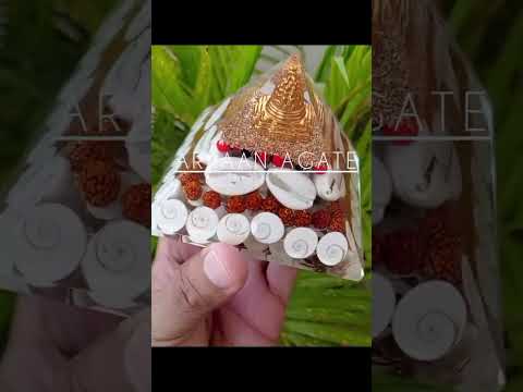 White crystal gomti chakra orgone pyramid, for healing