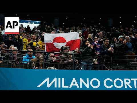 European fans raise Greenland flag at US-Denmark Winter Olympics game