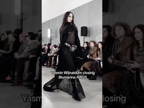 Yasmin Wijnaldum closing the BlumarineAW25 show during Milan Fashion We #YasminWijnaldum #runway