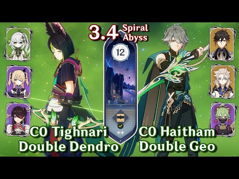 C0 Alhaitham Double Geo & C0 Tighnari Spread | Spiral Abyss 3.4 - Floor 12 9 Star | Genshin Impact