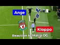 Ange Postecoglou and Jurgen Klopp reaction to Matip own goal + players celebration with fans
