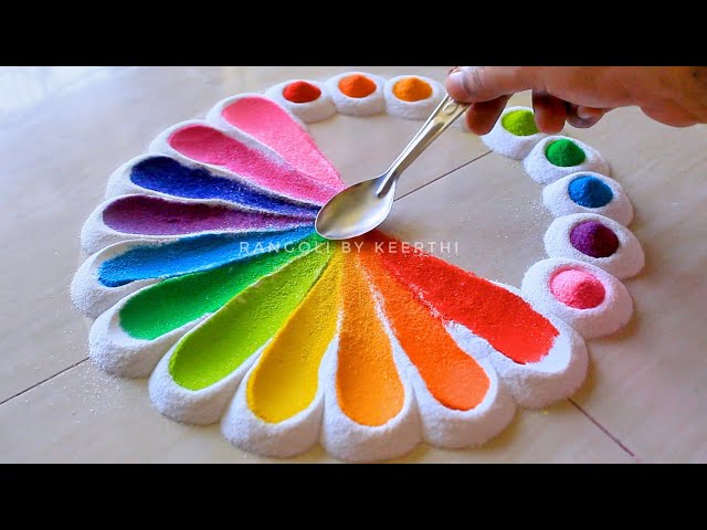 Simple rangoli design spoon l unique rangoli designs l easy rangoli designs with colours l रंगोली