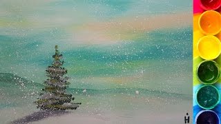Смотреть онлайн Как нарисовать зимнюю елку гуашью