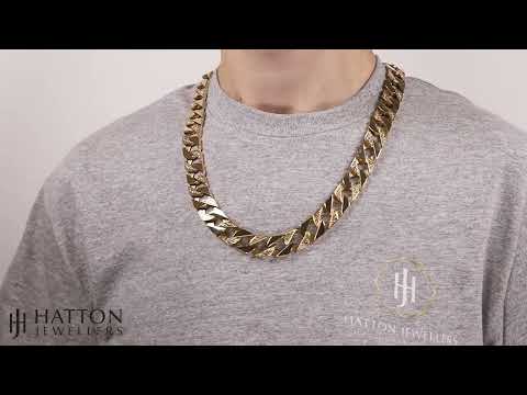 Solid 9ct Yellow Gold Heavy Square Curb Chain -16mm - 26"