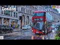 LONDON England Rainy Day Walking Tour ASMR 4k HDR Virtual Walk
