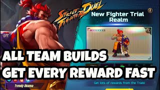 CLEAR TRENDY AKUMA TRIAL REALM Team builds to get all rewards Street Fighter Duel
