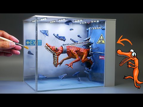 Diorama of realistic Rainbow Friends Escape the Laboratory