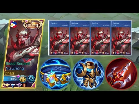 HOW I ENDED 5 LOSING STREAK USING THIS YU ZHONG TRUE DAMAGE BUILD! | YU ZHONG PERFECT COMBO - MLBB