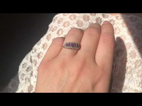 Amethyst diamond gold ring, vintage purple gemstone band, antique jewellery, estate jewelry, gift