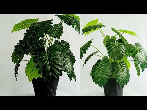 Plastic artificial tree 3 ft split philo coir plant with 18 ...