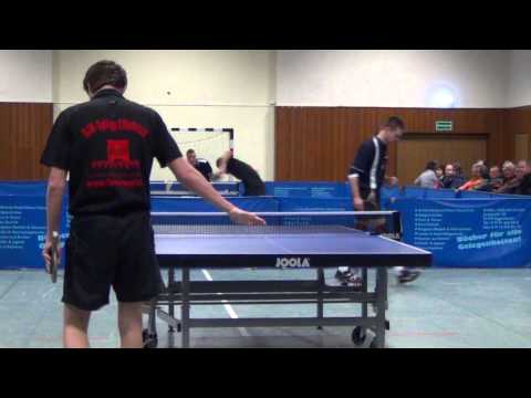 Tischtennis Oberliga Effeltrich vs FC Tegernheim 2013 (19)Johannes Jaeger vs Bufka (Defense) 1