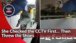 Woman Caught on CCTV Throwing Neighbour’s Shoes Down Ang Mo Kio HDB Block