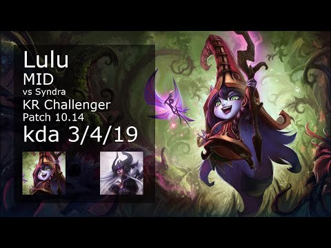 Lulu vs Syndra Mid - KR Challenger 3/4/19 Patch 10.14 Gameplay // [롤] 룰루 vs 신드라 미드