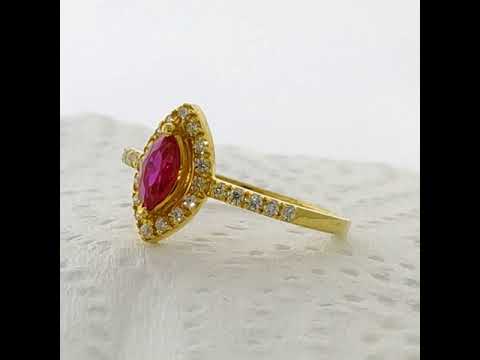 Ruby Marquise Halo Diamond Ring