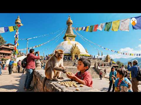 Swayambhu, Nepal🇳🇵 Der heilige Tempel, der von Affen beherrscht wird! (4K HDR)