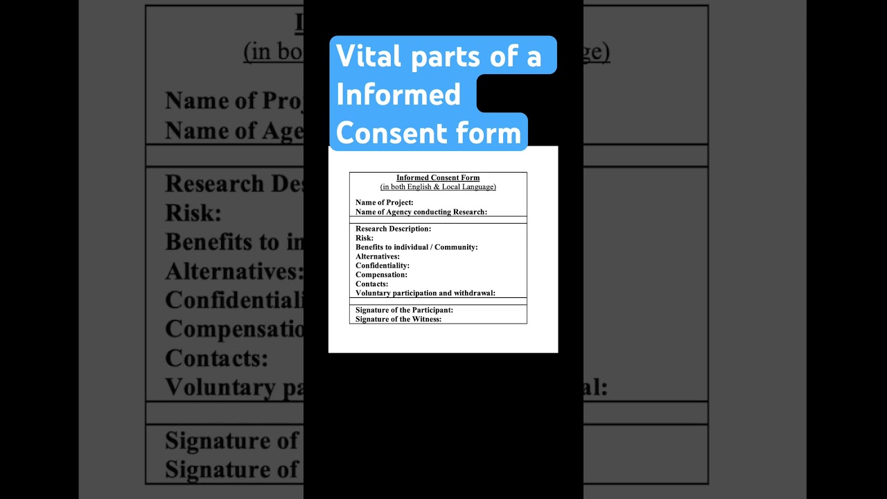 Vital sections in Informed Consent form. #consent #ethics #research #methods #doctorrockbritto #spm