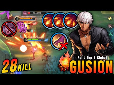 28 Kills No Death!! Midlane Gusion is Deadly (ONE SHOT DELETE) - Build Top 1 Global Gusion ~ MLBB