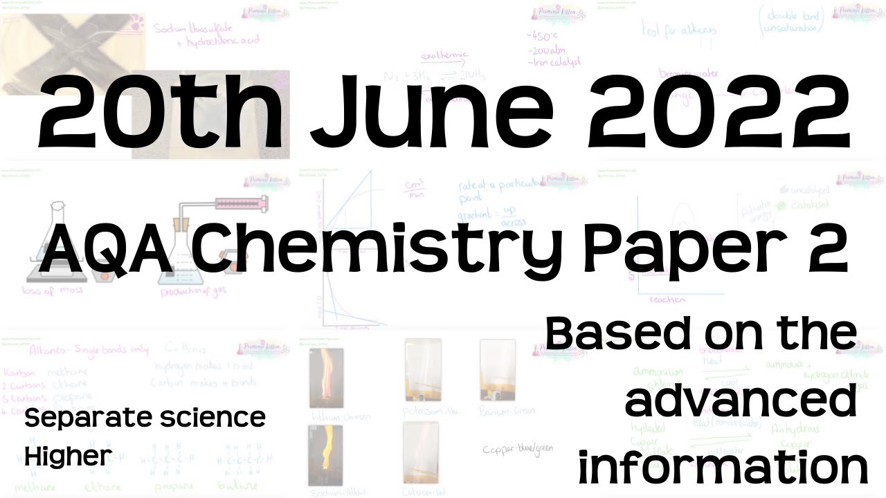 AQA Chemistry Paper 2 Revision - 20th June 2022 - GCSE Separate Science Higher Exam