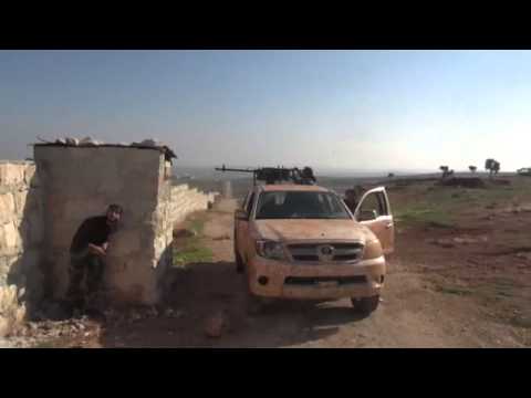 استهداف مقرات النظام برشاش 14.5 من قبل لواء أحرار دارة عزة في كتيبة الشيخ سليمان في ريف حلب الغربي