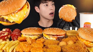 ASMR MUKBANG BURGER KING QUATTRO CHEESE WHOPPER & CHICKEN NUGGETS & FRENCH FRIES & CORN DOGS