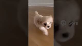 子猫に追いかけられる子犬 #dog #cute #cat