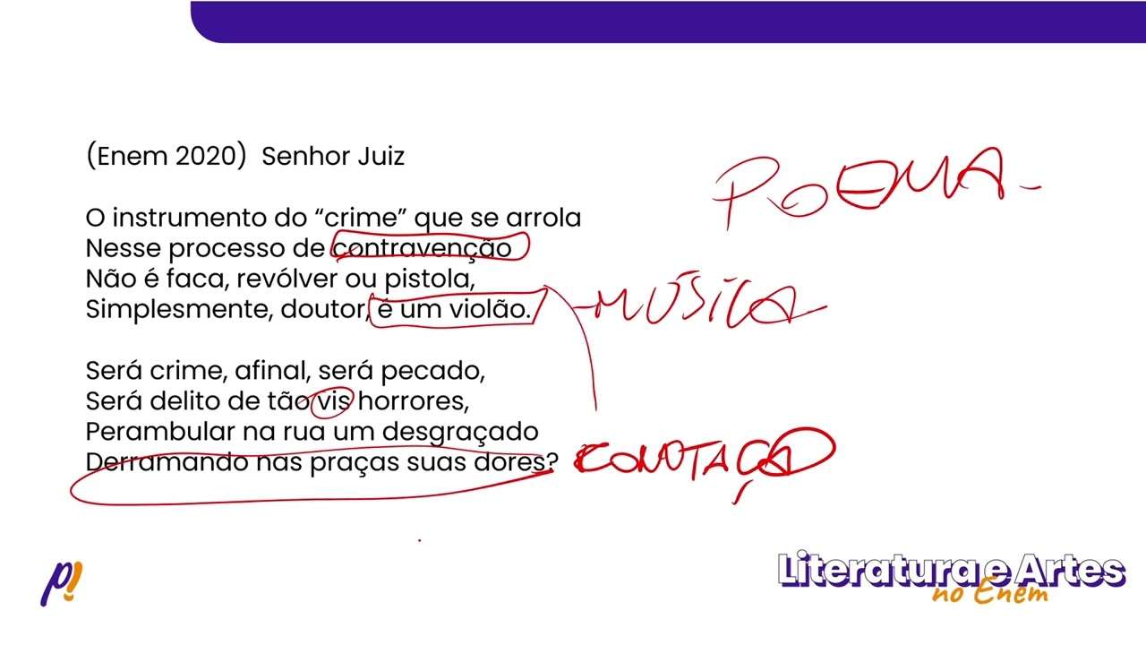 ENEM 2020 - Teoria Literária | Senhor Juiz O instrumento do “crime” que se arrola...