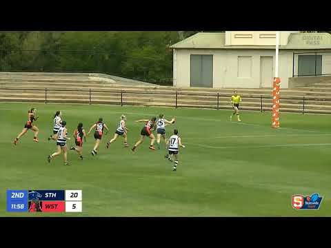 South's Teah Charlton kicks a clever goal - Statewide Super Women's League Preliminary Final