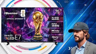 Hisense 75 E7 Cinema Series Hi-QLED Mini-LED 4K UHD Smart Fire TV, Native 144Hz, AI Picture, Alexa+