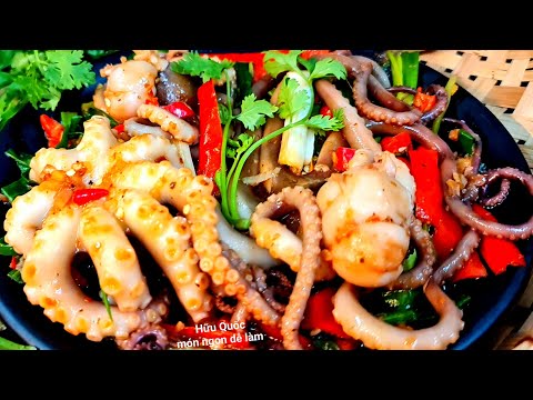 cách làm BẠCH TUỘC XÀO giòn thơm ngon @huuquocmonngondelam