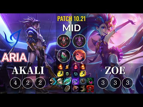 CGA Aria Akali vs Zoe Mid - KR Patch 10.21