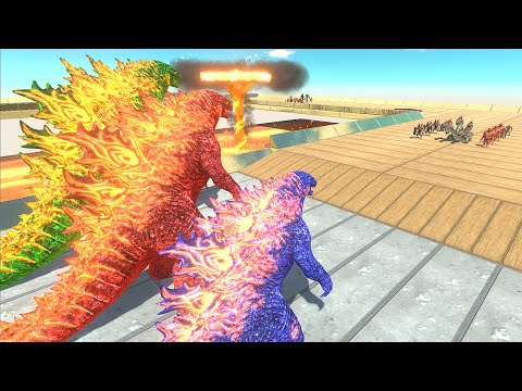 X3 COLOUDED GODZILLA DEATH RUN ATTACK - Animal Revolt Battle Simulator