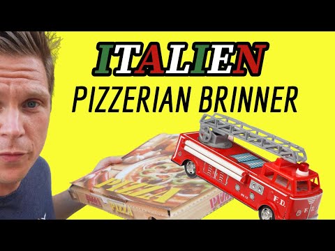 Pizzerian brinner upp, Husbilsresa i Italien